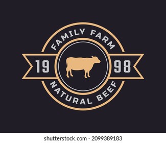Classic Vintage Retro Label Badge Emblem Cattle, Angus, Beef Family Farm Logo Design Inspiration