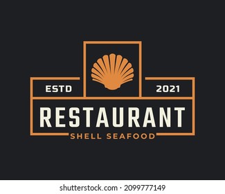 Classic Vintage Retro Label Badge for Seafood Seashell Pearl Oyster Scallop Shell Oyster Cockle Clam Mussel Logo Restaurant Design Inspiration