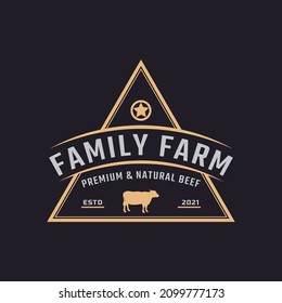 Classic Vintage Retro Label Badge Emblem Cattle, Angus, Beef Family Farm Logo Design Inspiration