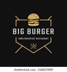 Classic Vintage Retro Label Badge Emblem Ham Beef Patty Burger for Fast Food Restaurant Logo Design Inspiration