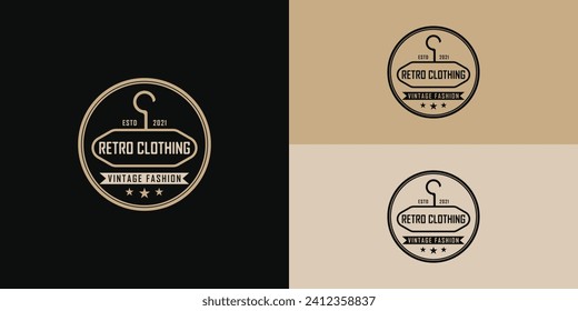 Classic Vintage Retro Label Badge logo design for cloth apparel presented with multiple background colors and it is suitable for beauty and fashion logo design inspiration template