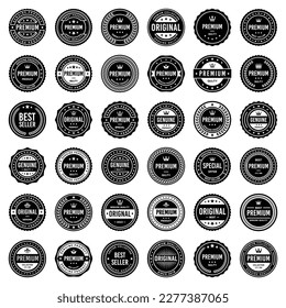 Tarjeta vectorial de primera calidad retro de cosecha clásica, emblema, logotipo, etiqueta, adhesivo, sello, símbolo, sello, conjunto de colección de marcos de banner