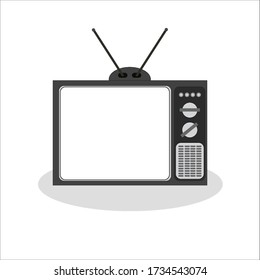 Classic, Vintage, Retro style old television with a white screen.