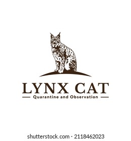 A classic or vintage or retro styled logo, showing a lynx cat in a silhouette style. Complete with text and tagline, you can still change it