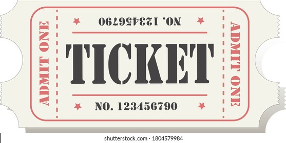classic vintage retro ticket for movies parties and other events