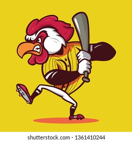 Classic vintage rooster chicken baseball template.