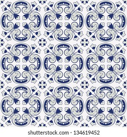 classic vintage seamless pattern in blue and gray in editable vector file