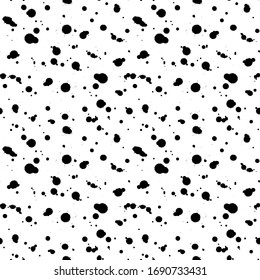 Classic vintage seamless pattern with ink blot dot, texture grunge crayons ink. black isolated on White background. Can be used for greeting card design, Gift wrap, fabrics, wallpapers. Vector