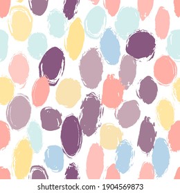 Classic vintage seamless pattern polka dot, texture brush strokes ink. pink blue violet coral isolated on White background. Can be used for greeting card design, Gift wrap, fabrics, wallpapers. Vector