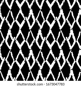 Classic vintage seamless pattern  rhombuses grunge crayons ink. design abstract scandinavian style background grunge texture. trend of the season. Can be used for Gift wrap fabrics, wallpapers. Vector
