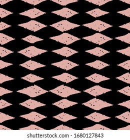 Patrón clásico sin fisuras con rombos, tinta de garras de textura. fondo abstracto rosa negro. Se puede utilizar para el diseño de tarjetas de felicitación, envolturas de regalo, tejidos, papeles pintados. Vector