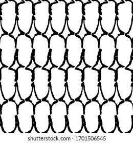 Classic vintage seamless pattern with rhombuses, texture grunge crayons ink. black isolated on White background. Can be used for greeting card design, Gift wrap, fabrics, wallpapers. Vector