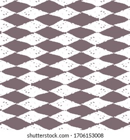 Patrón clásico sin fisuras con rombos, tinta de garras de textura. fondo abstracto de malva blanca. Se puede utilizar para el diseño de tarjetas de felicitación, envolturas de regalo, tejidos, papeles pintados. Vector