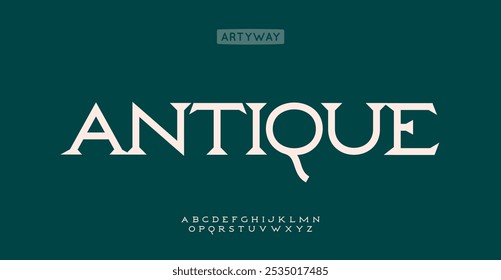 Fuente clásica vintage serif, letras refinadas elegantes con bordes afilados, alfabeto clásico atemporal para el logotipo de sofisticación de la herencia, titular histórico, señalización, tipografía retro de lujo. Vector typeset.