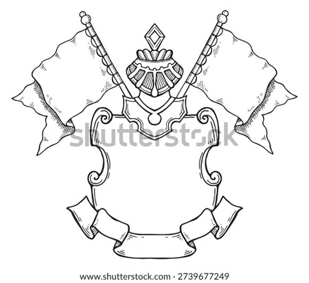 Classic vintage shield insignia template. Blank frame
