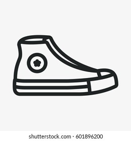 Classic Vintage Sneaker Shoe Minimal Flat Line Stroke Icon Pictogram Symbol Illustration