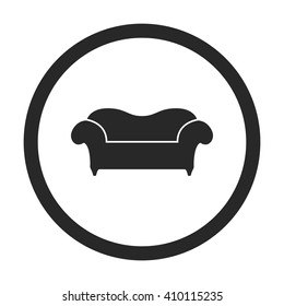 Classic vintage sofa  sign simple icon on  background