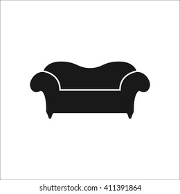 Classic vintage sofa  sign simple icon on  background