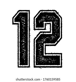 Classic Vintage Sport Jersey / Uniform numbers in black with a black outside contour line number on white background for American football, Baseball and Basketball