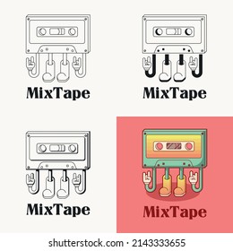 classic vintage tape casette illustration
