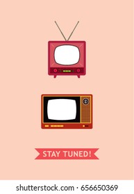classic vintage television stay tuned poster vector