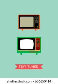 classic vintage television stay tuned poster vector