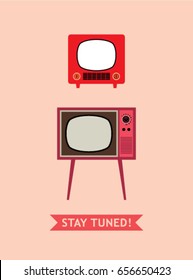 classic vintage television stay tuned poster vector