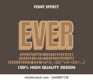 Efecto de texto vintage clásico 'Nunca' con contorno. Alfabeto de conjunto completo. Vector Premium