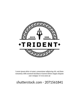 Classic Vintage Trident Neptune God Poseidon Triton King Spear Logo Icon Design Template