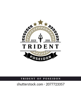 Classic Vintage Trident Neptune God Poseidon Triton King Spear Logo Icon Design Template