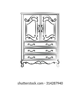 Classic vintage wardrobe sketch. Vector