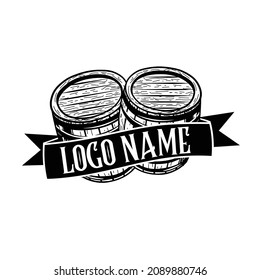 Classic Vintage Wooden Barrel design for Bar Clothing or Display Logo template