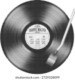 Disco de vinilo clásico en estilo de música retro monótono de medio tono