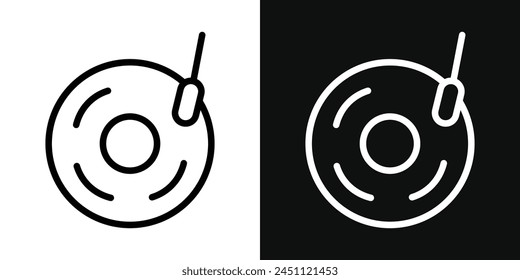 Classic Vinyl Record Player Icon Set with Music Disc Symbols