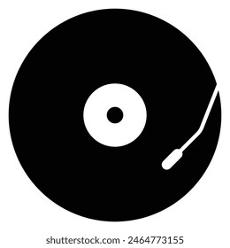 Classic Vinyl record vector icon. Music audio sign. Turntable icon. Black silhouette. Record for gramophone.