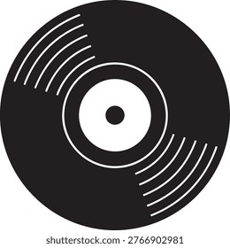 A classic vinyl record with visible grooves and center hole silhouette vector icon