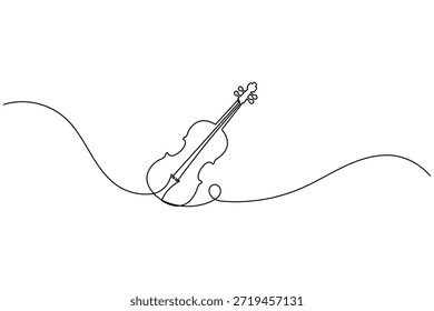 Classic Violin with Curved Wave Continuous One Line Art Minimalist Vector Sketch