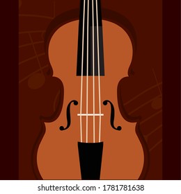 Imagen clásica del violín. Instrumento musical de cuerda - Vector
