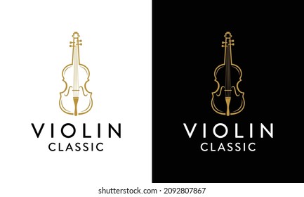 Classic violin instrument music orchestra logo design template