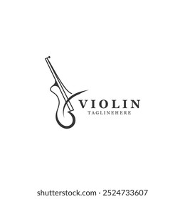 Classic Violin instrument, vintage violin orchestra music design template