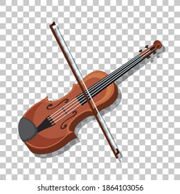 Classic violin isolated on transparent background illustration