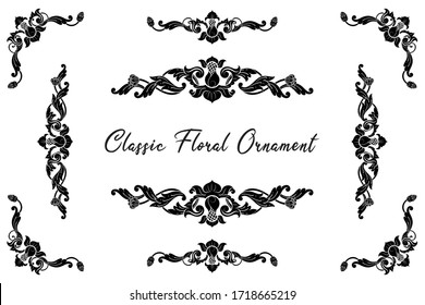 Classic Vitage Hand Drawn Wedding Vector Ornaments Frames