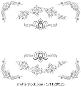Classic Vitage Wedding Vector Ornaments frames Separator elements for Classic Vintage Wedding Invitation Handdrawn Ornament