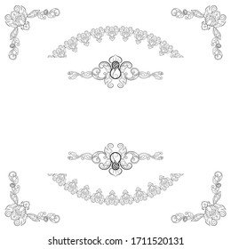 Classic Vitage Wedding Vector Ornaments frames Separator elements for Classic Vintage Wedding Invitation Handdrawn Ornament