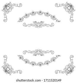 Classic Vitage Wedding Vector Ornaments frames Separator elements for Classic Vintage Wedding Invitation Handdrawn Ornament
