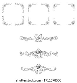 Classic Vitage Wedding Vector Ornaments frames Separator elements for Classic Vintage Wedding Invitation