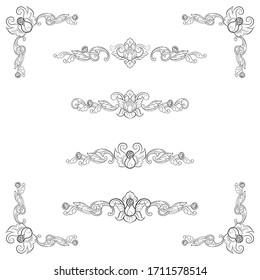 Classic Vitage Wedding Vector Ornaments frames Separator elements for Classic Vintage Wedding Invitation