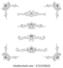 Classic Vitage Wedding Vector Ornaments frames Separator elements for Classic Vintage Wedding Invitation