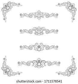 Classic Vitage Wedding Vektorillustration Ornaments Rahmen Trennelemente für klassische Vintage Hochzeitseinladung