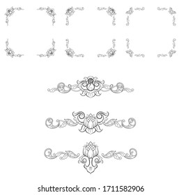 Classic Vitage Wedding Vector Ornaments frames Separator elements for Classic Vintage Wedding Invitation